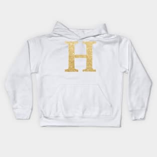 The Letter H Gold Metallic Design Kids Hoodie